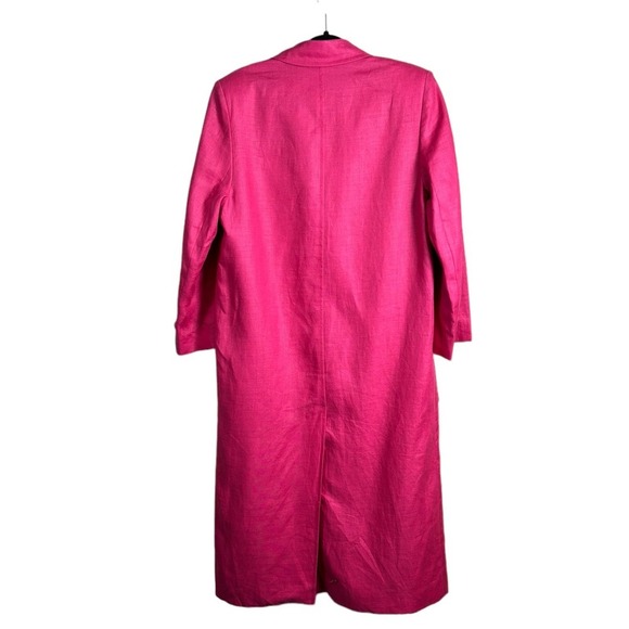 Sanyo Fashion House Pink 100% Linen Trench Blazer Jacket Barbiecore Coat Size 6 - Picture 8 of 11